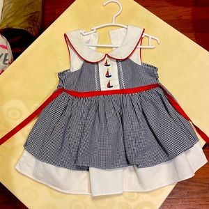 Ric rac & ruffles nautical sailing dress 6-12 months read description